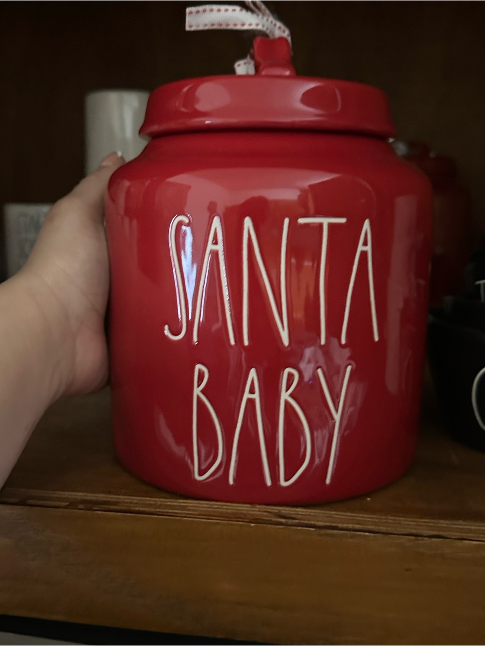 Rae Dunn Red "Santa Baby" Holiday Canister